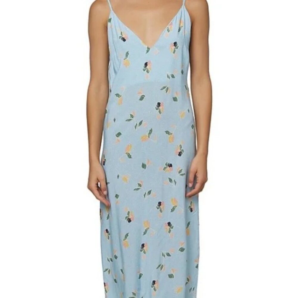 O'Neill Izzy Floral Flowers Baby Blue Midi Dress